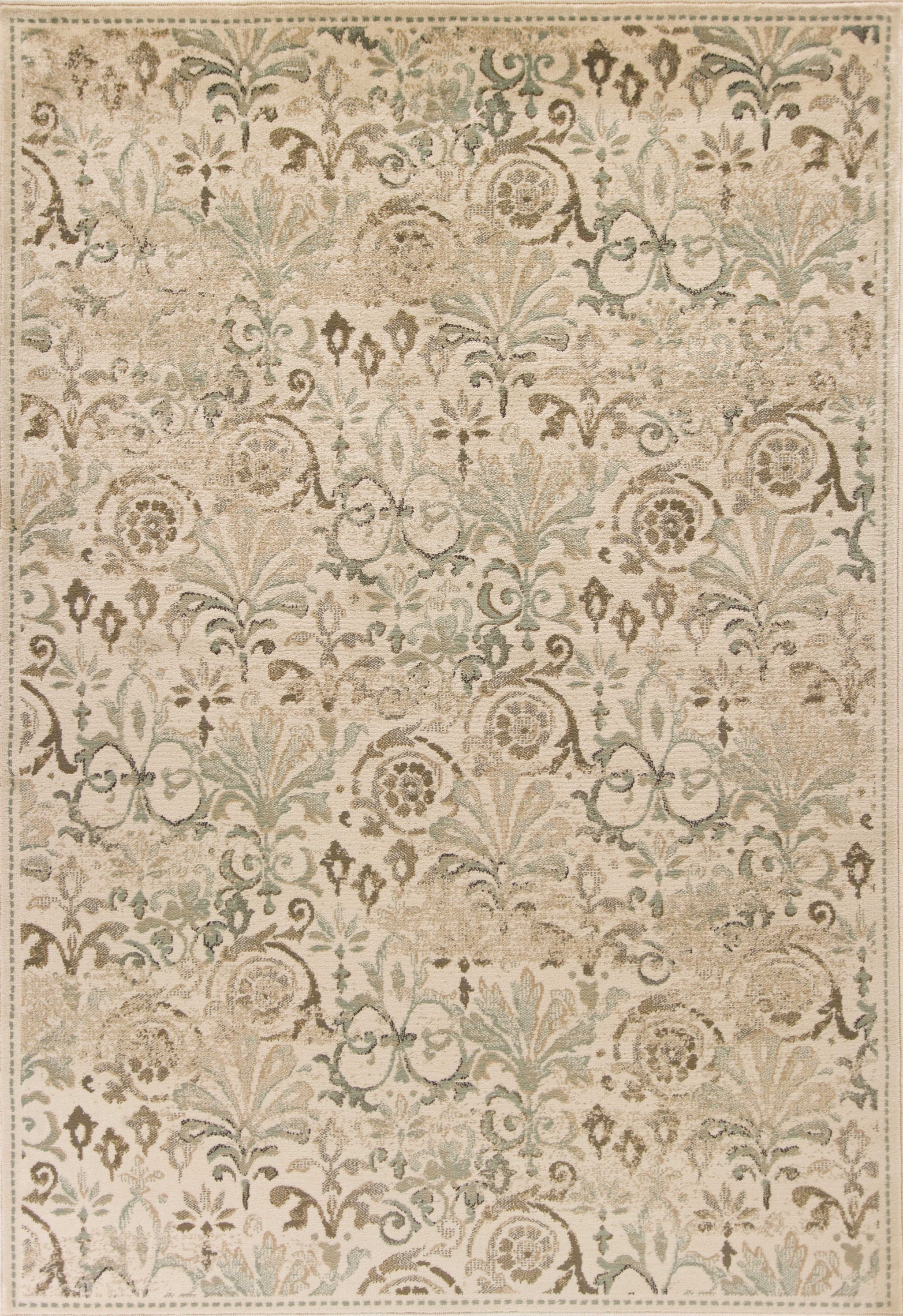 8'X11' Ivory Machine Woven Floral Traditional Indoor Area Rug-352990-1