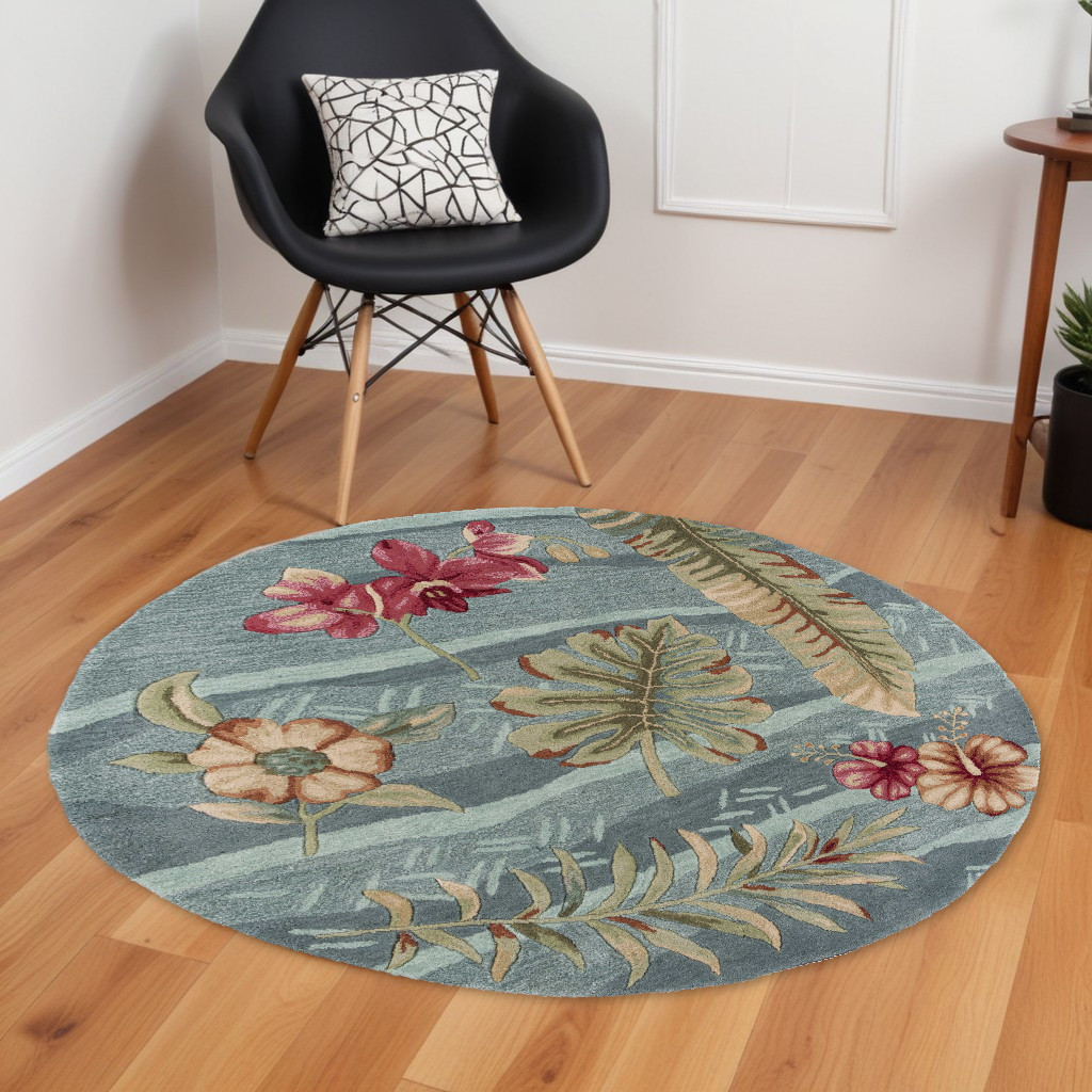 6' X 6' Seafoam Green Hand Tufted Area Rug-353045-1
