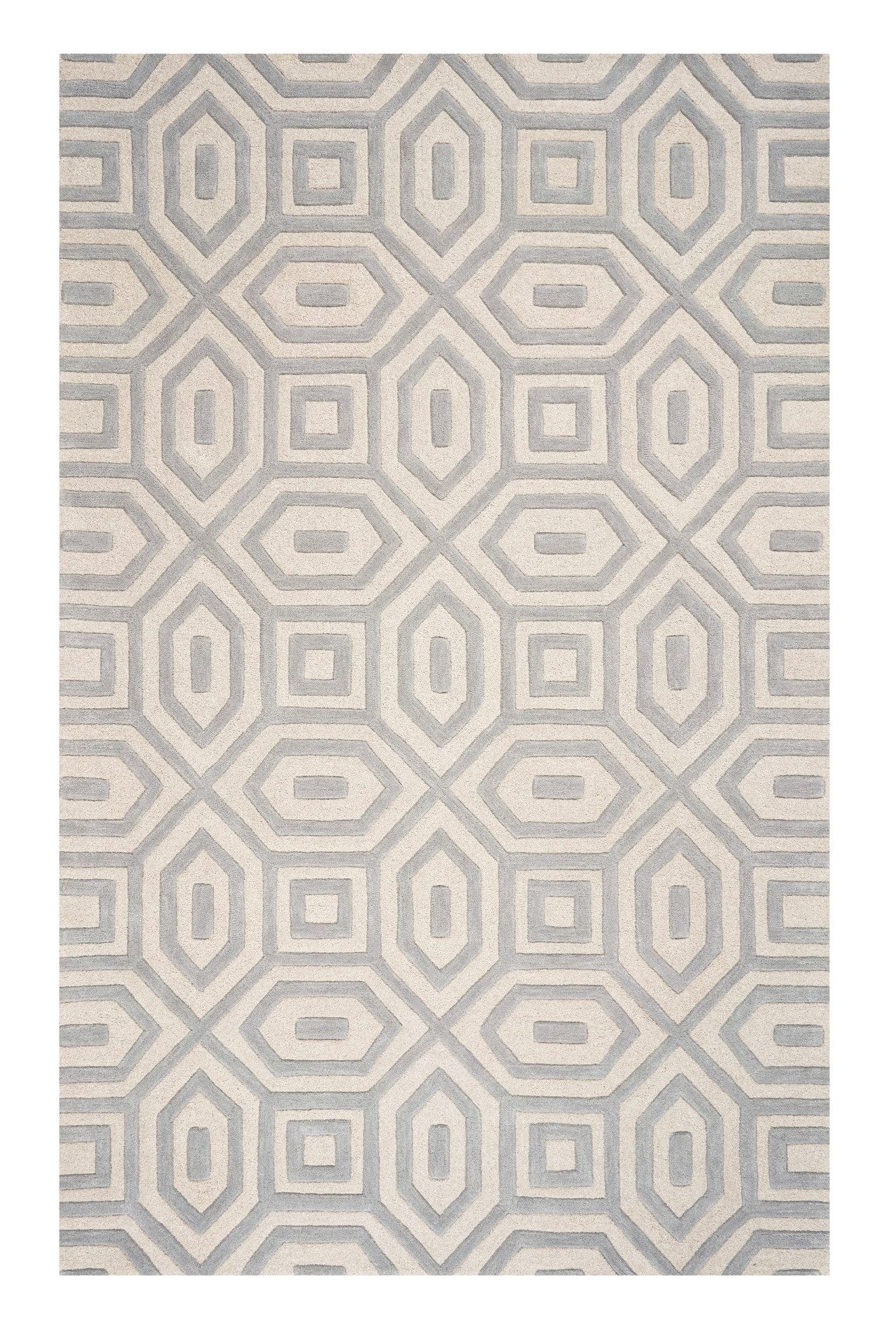 5'X8' Grey Hand Tufted Geometric Indoor Area Rug-353103-1