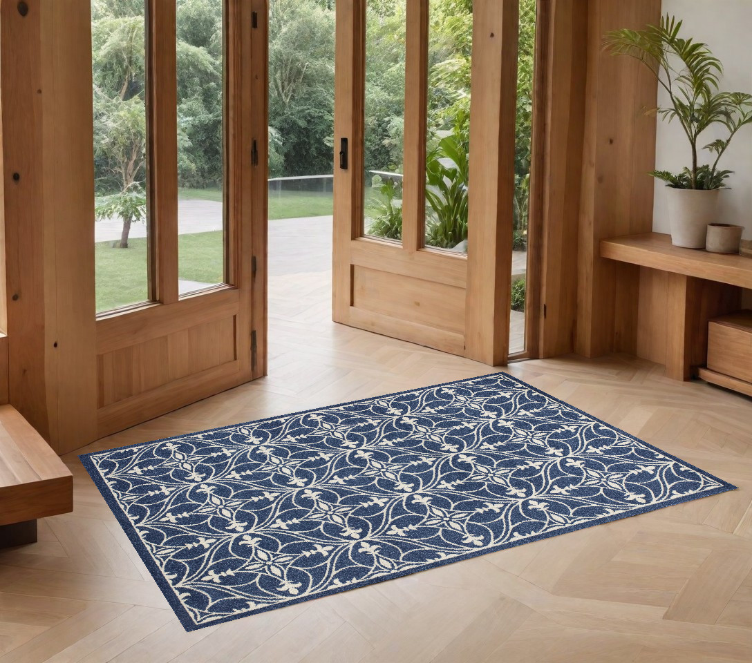 2' X 3' Blue and Ivory Area Rug-353149-1