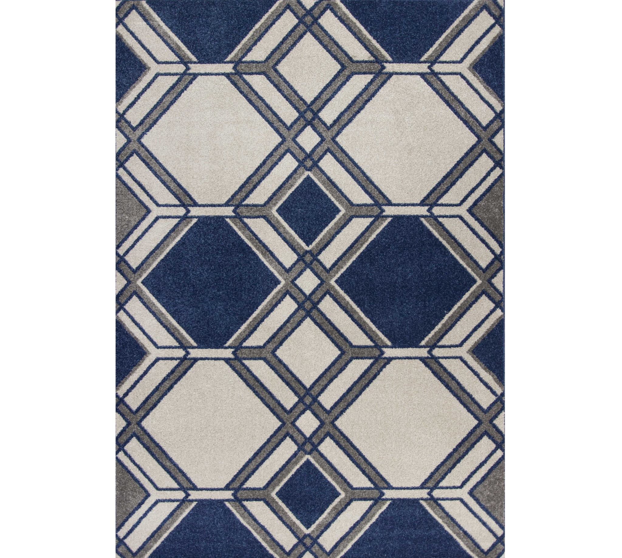 2' X 3' Ivory Or Denim Geometric Hexagon Uv Treated Accent Rug-353153-1