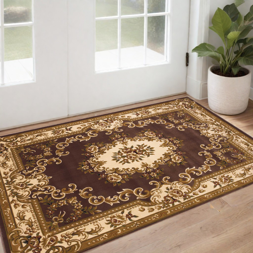 2' X 3' Polypropylene Plum Or Ivory Accent Rug-353282-1