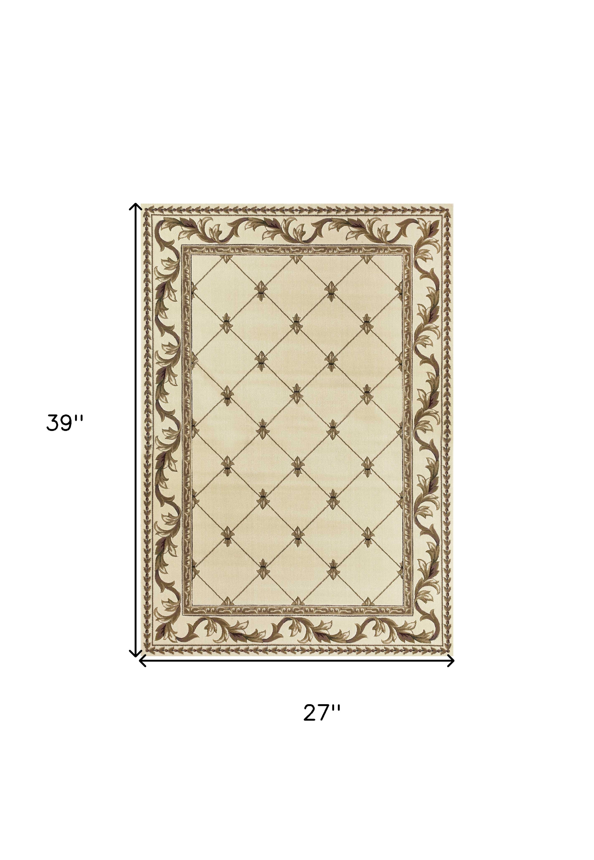 2" X 3" Polypropylene Ivory Accent Rug