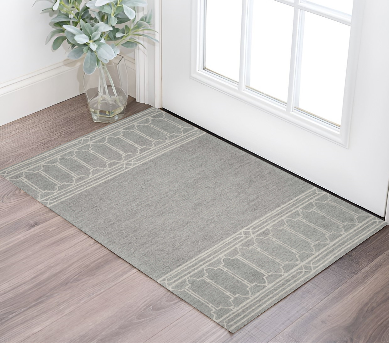 2' X 4' Gray Wool Ogee Hand Tufted Area Rug-353373-1