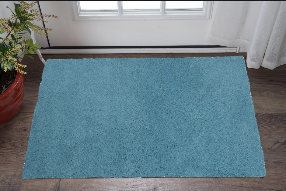 2' X 4' Polyester Highlighter Blue Area Rug-353407-1