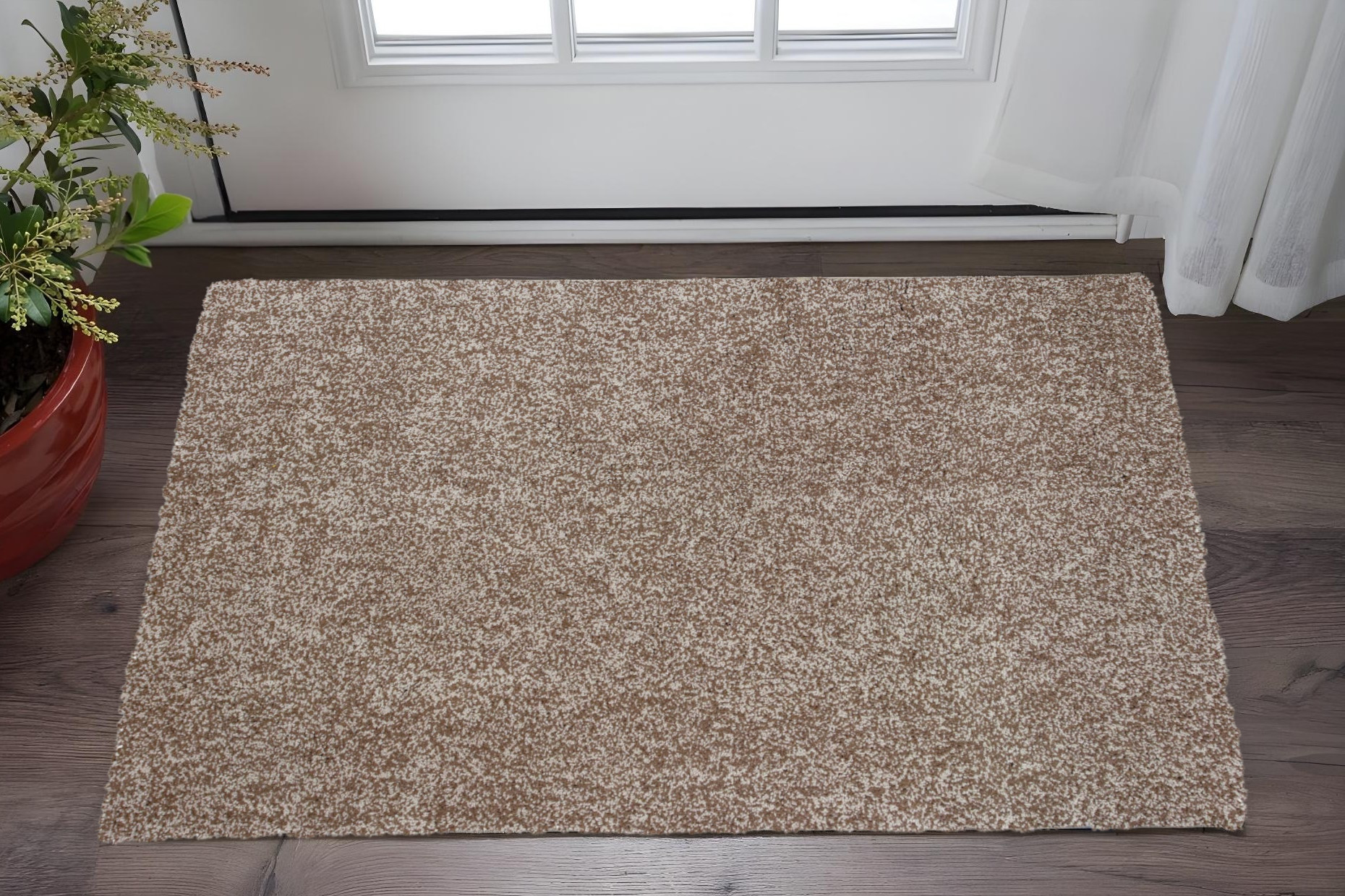 2' X 4' Beige Shag Hand Woven Area Rug-353410-1
