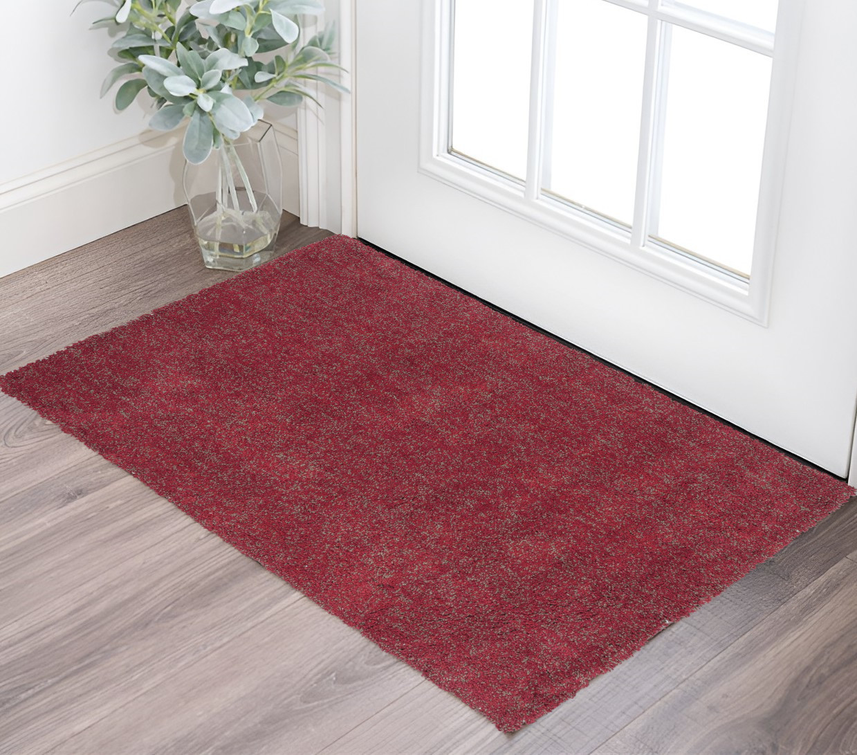 2' X 4' Red Shag Hand Woven Area Rug-353413-1