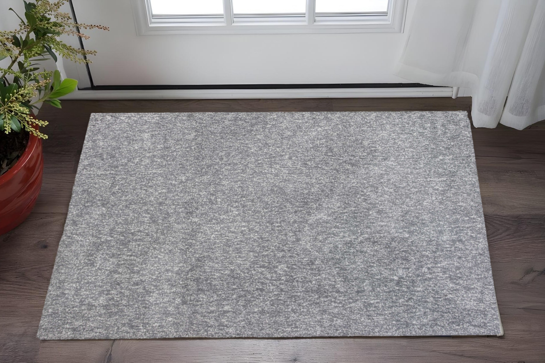2' X 4' Gray Shag Hand Woven Area Rug-353414-1