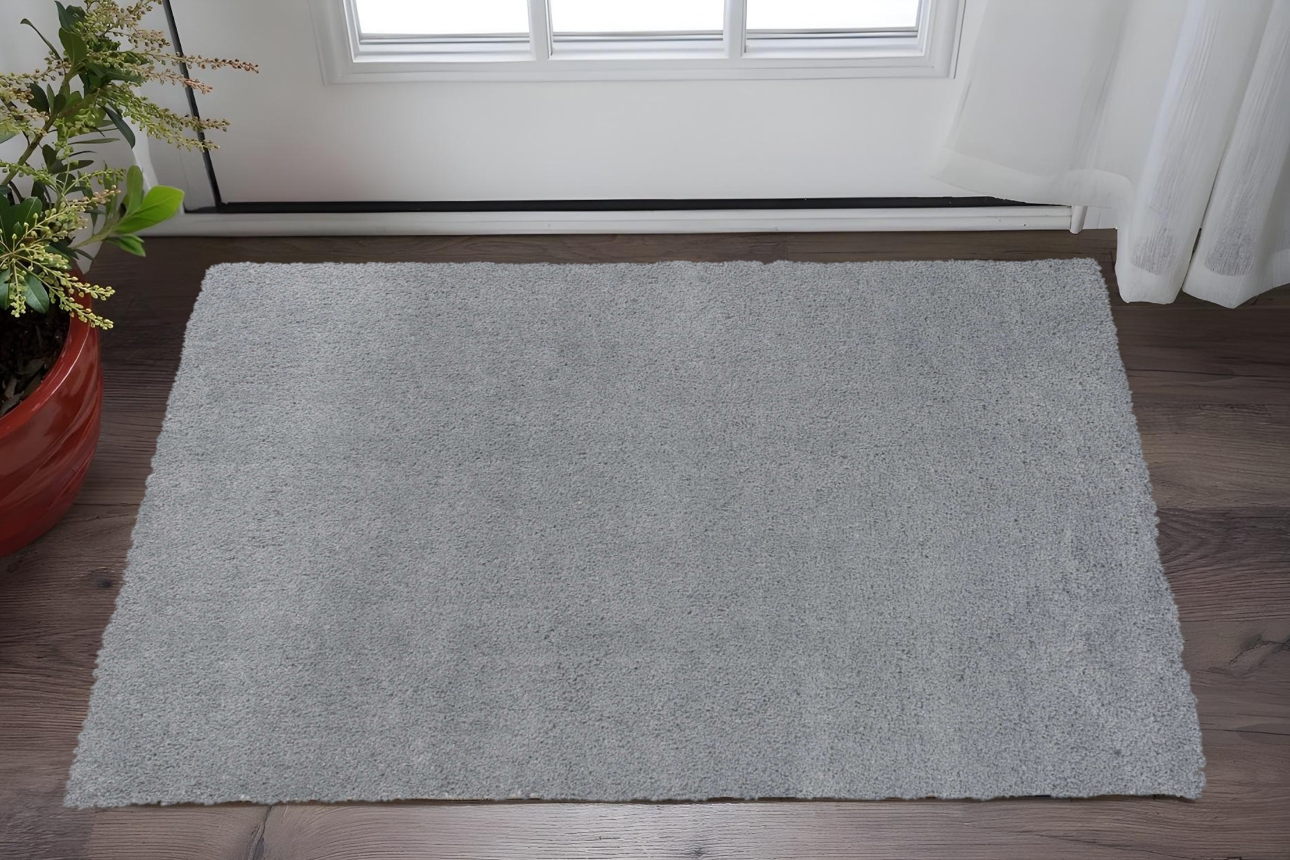 2' X 4' Polyester Grey Area Rug-353421-1