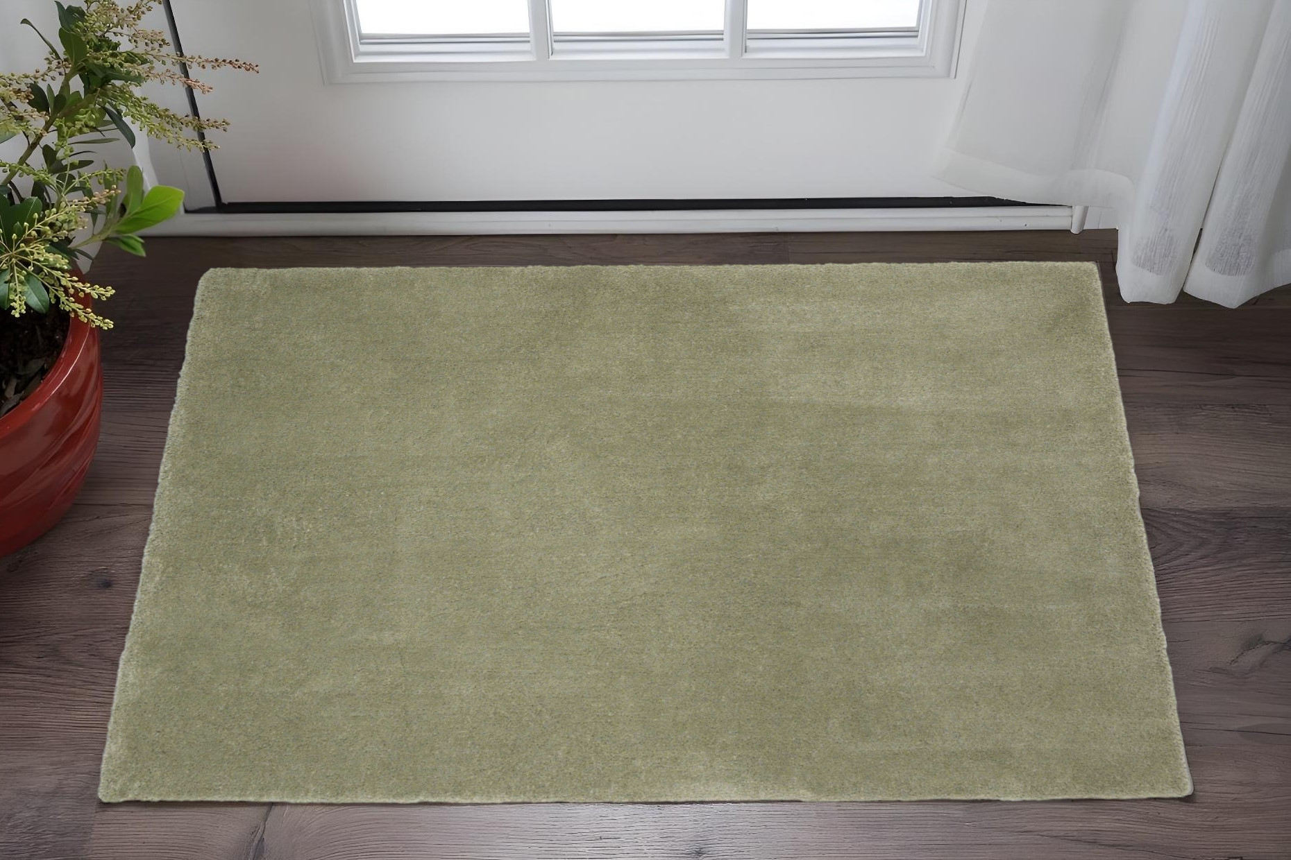 2' X 4' Sage Green Hand Woven Area Rug-353426-1