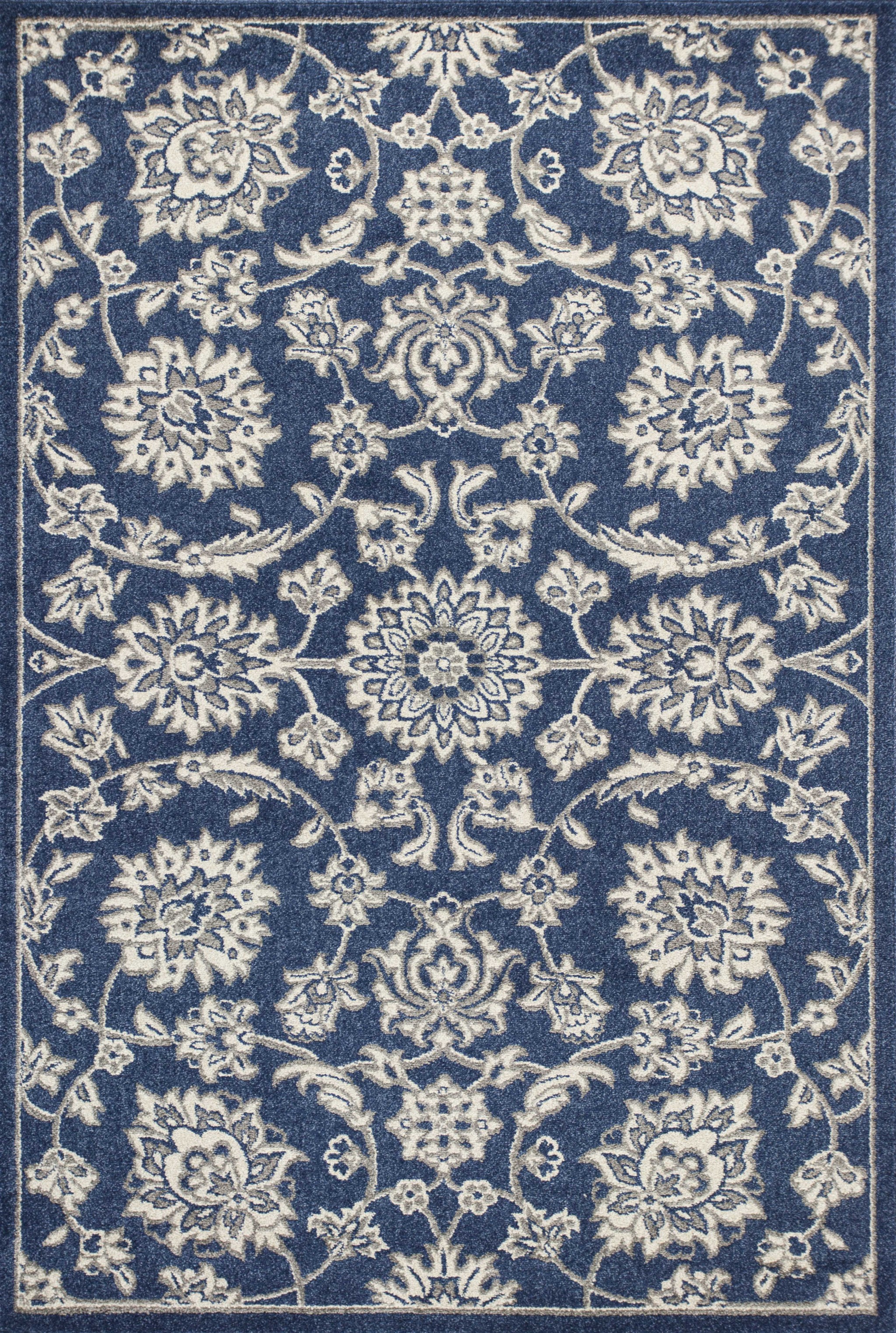 3' X 5' Blue and Ivory Area Rug-353454-1