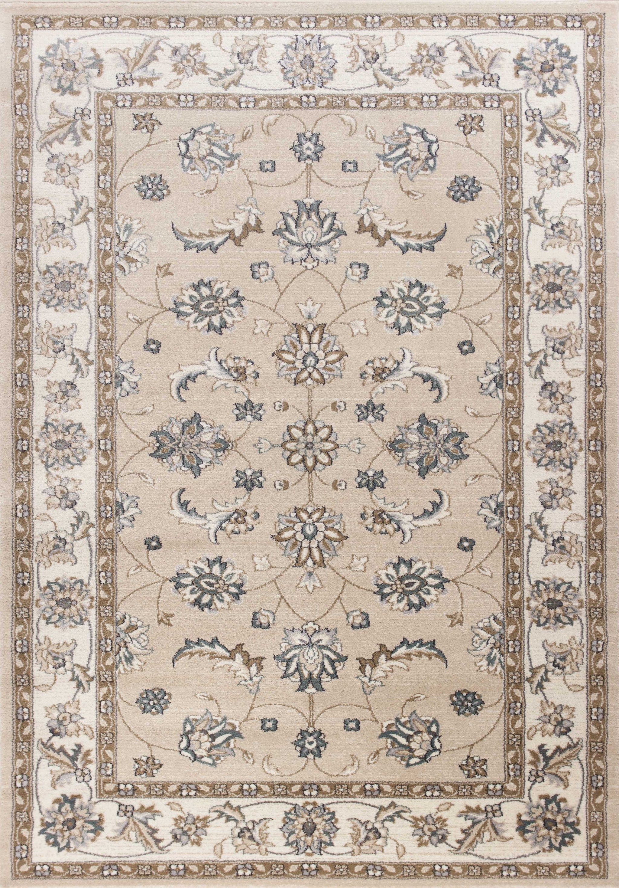 3'X5' Beige Ivory Bordered Floral Indoor Area Rug-353461-1