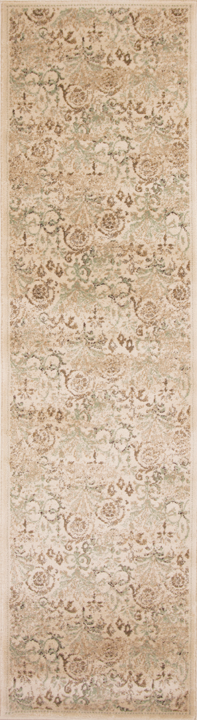 7' Ivory Machine Woven Floral Traditional Indoor Runner Rug-353497-1