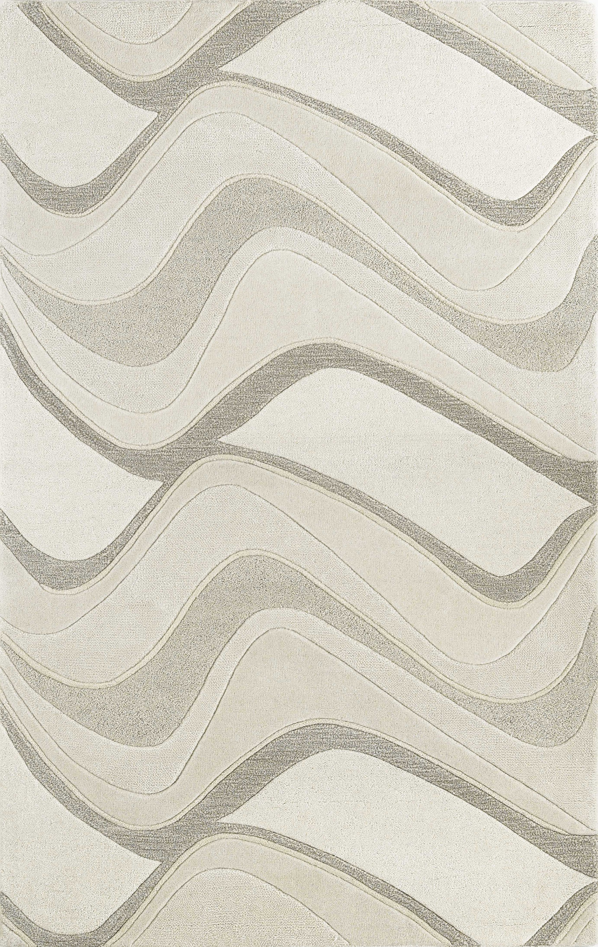 2'X4' Ivory Hand Tufted Abstract Waves Indoor Accent Rug-353540-5