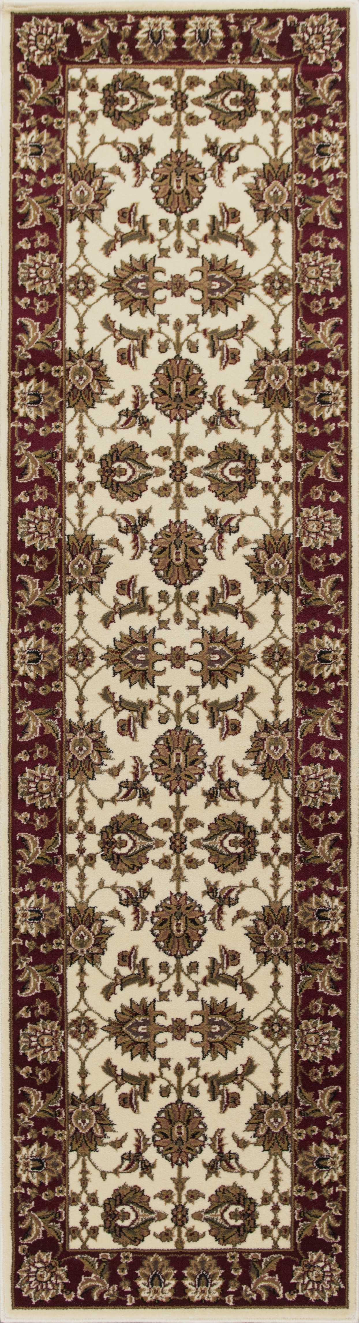 8' Red And Ivory Floral Medallion Runner Rug-353599-2