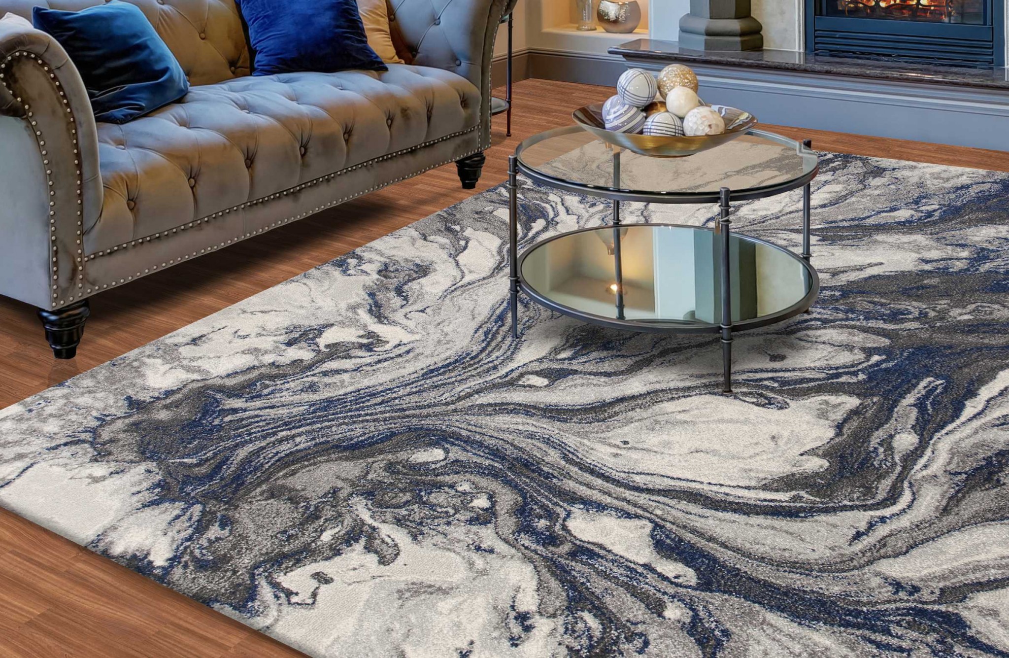 3" X 5" Gray Abstract Area Rug
