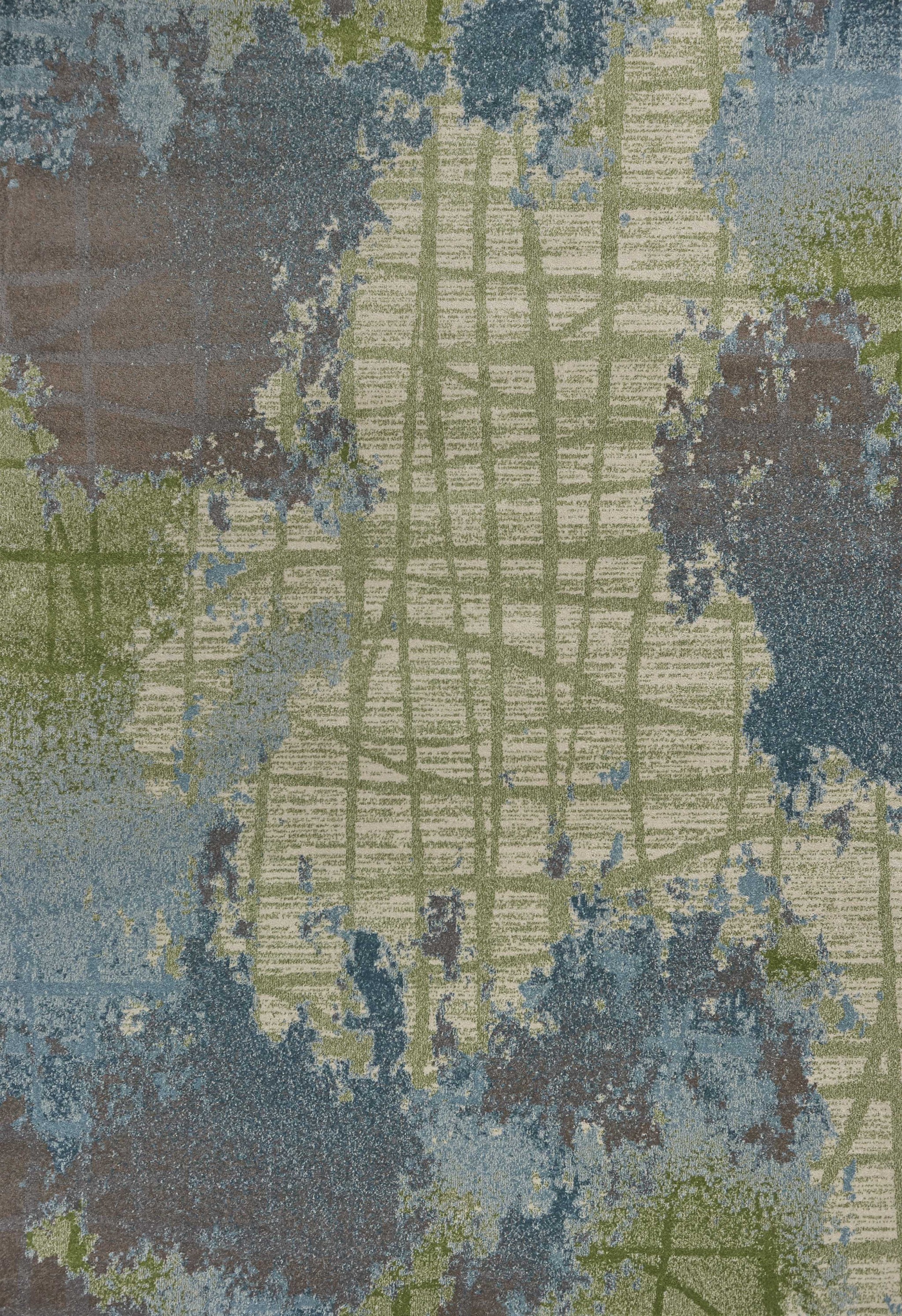 3' X 5' Blue and Green Abstract Area Rug-353634-1