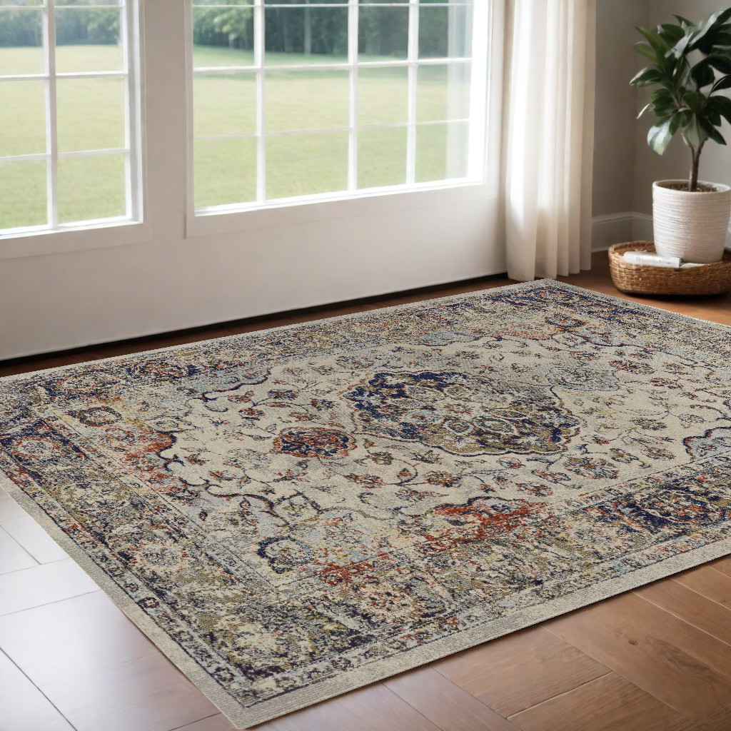 3' X 5' Ivory Medallion Area Rug-353659-1