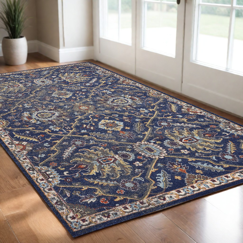 3' X 5' Royal Blue Geometric Area Rug-353663-1