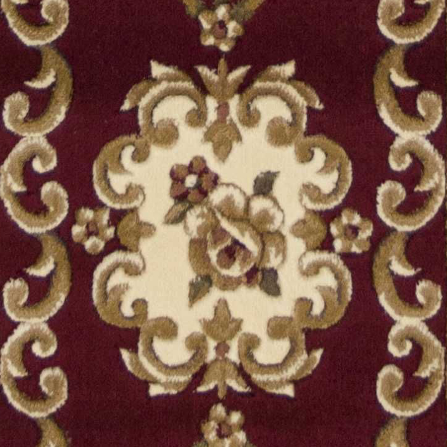 8" Red and Ivory Floral Border Runner Rug