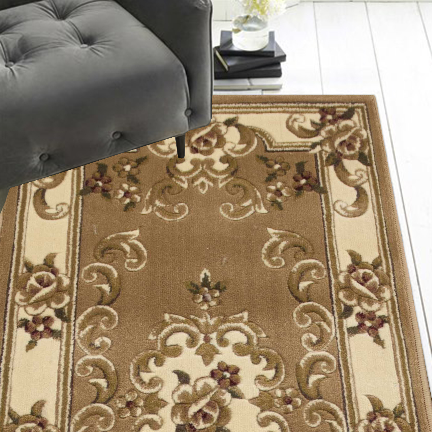 2' x 7' Runner Polypropylene Beigeor Ivory Area Rug