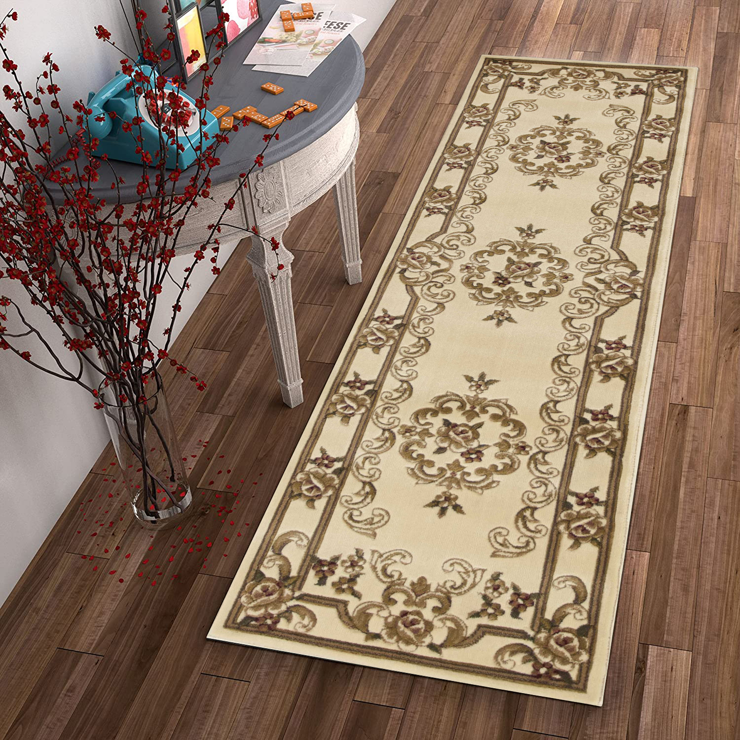 2" X 8" Ivory Medallion Runner Rug