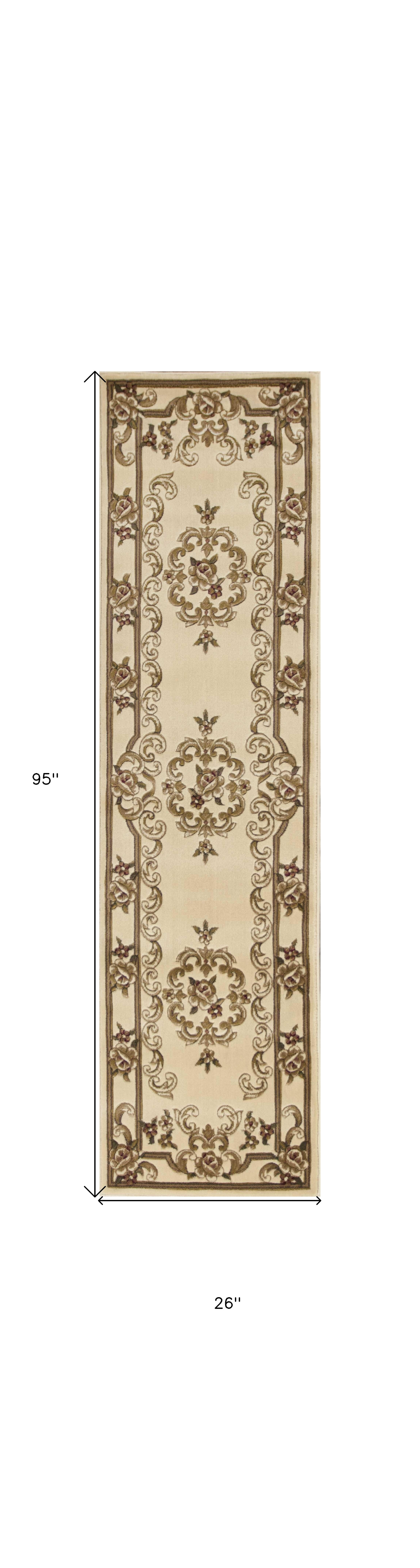 2" X 8" Ivory Medallion Runner Rug