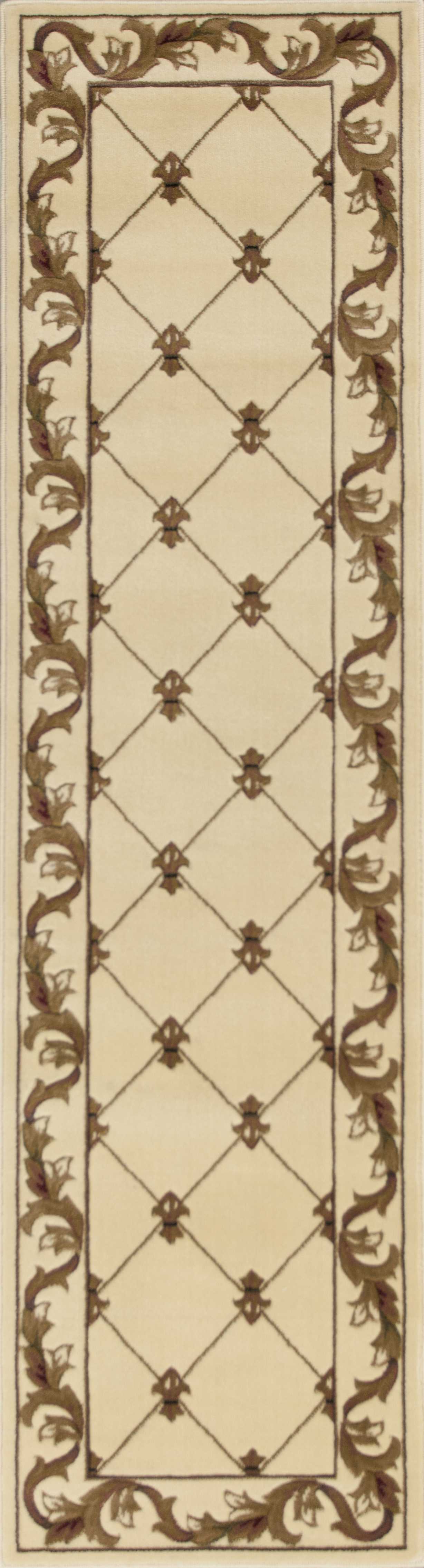 2" X 8" Ivory Fleur De Lis Runner Rug