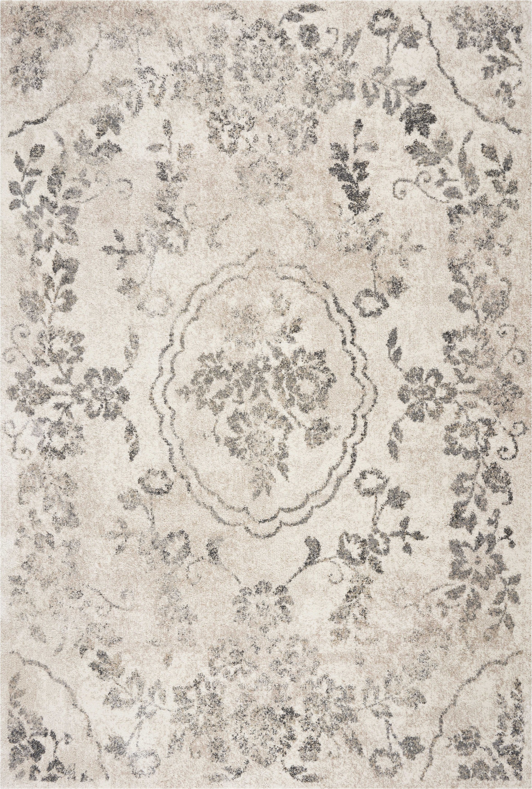 3' X 5' Grey Floral Vines Area Rug-353865-1