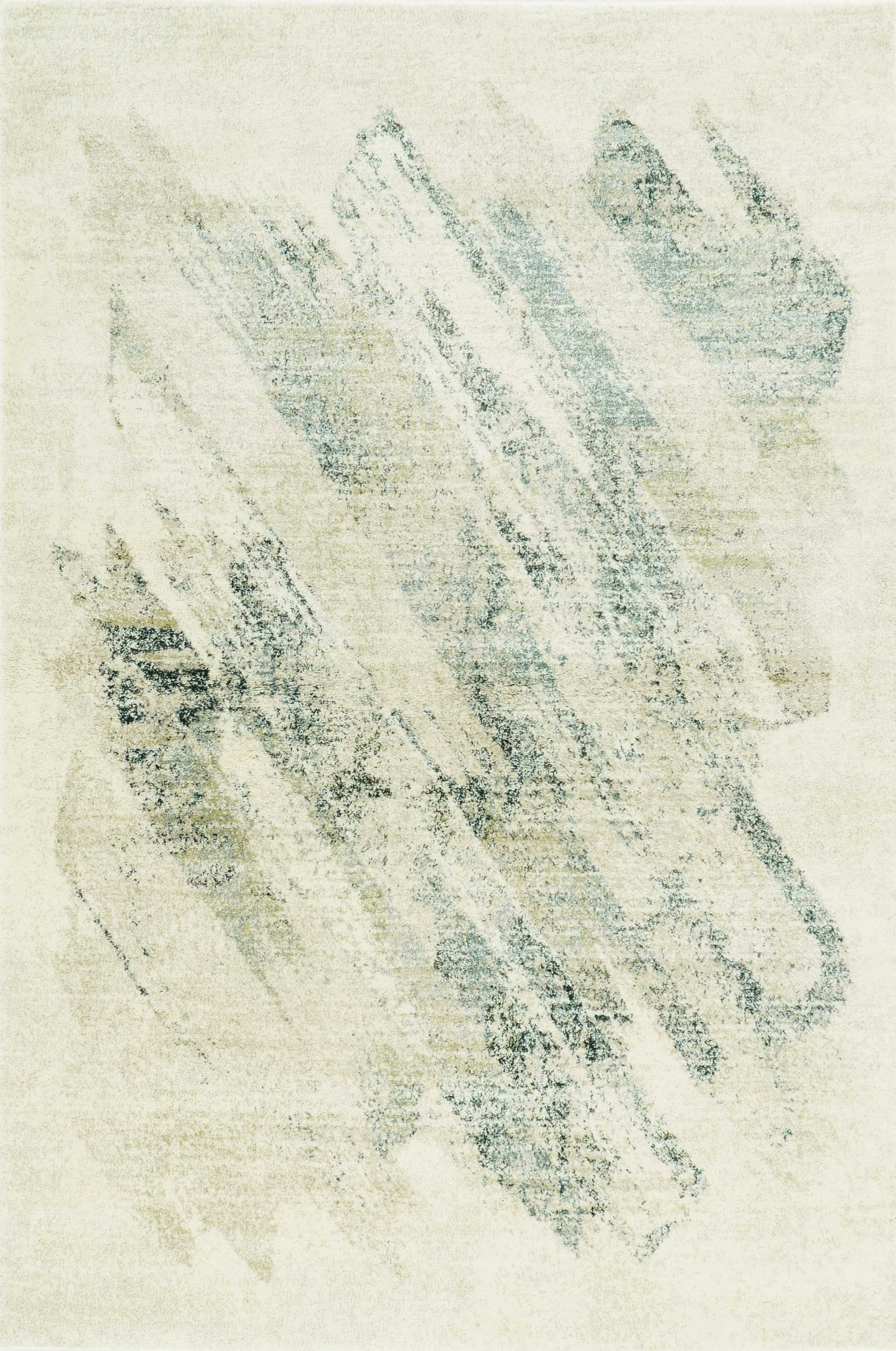 2' X 7' Ivory Or Grey Abstract Brushstrokes Runner Rug-353875-1