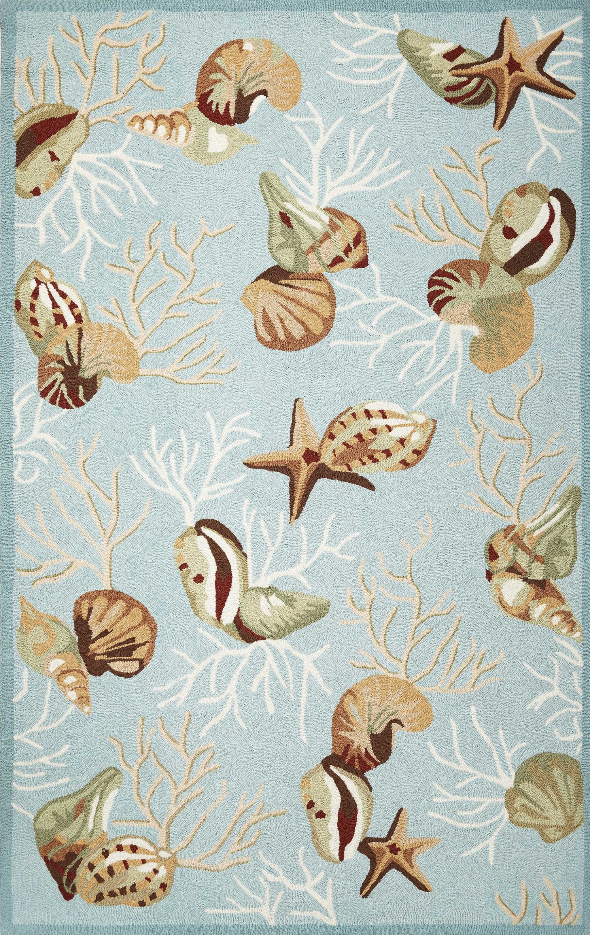 3' X 5' Blue Corals And Shells Area Rug-353939-1