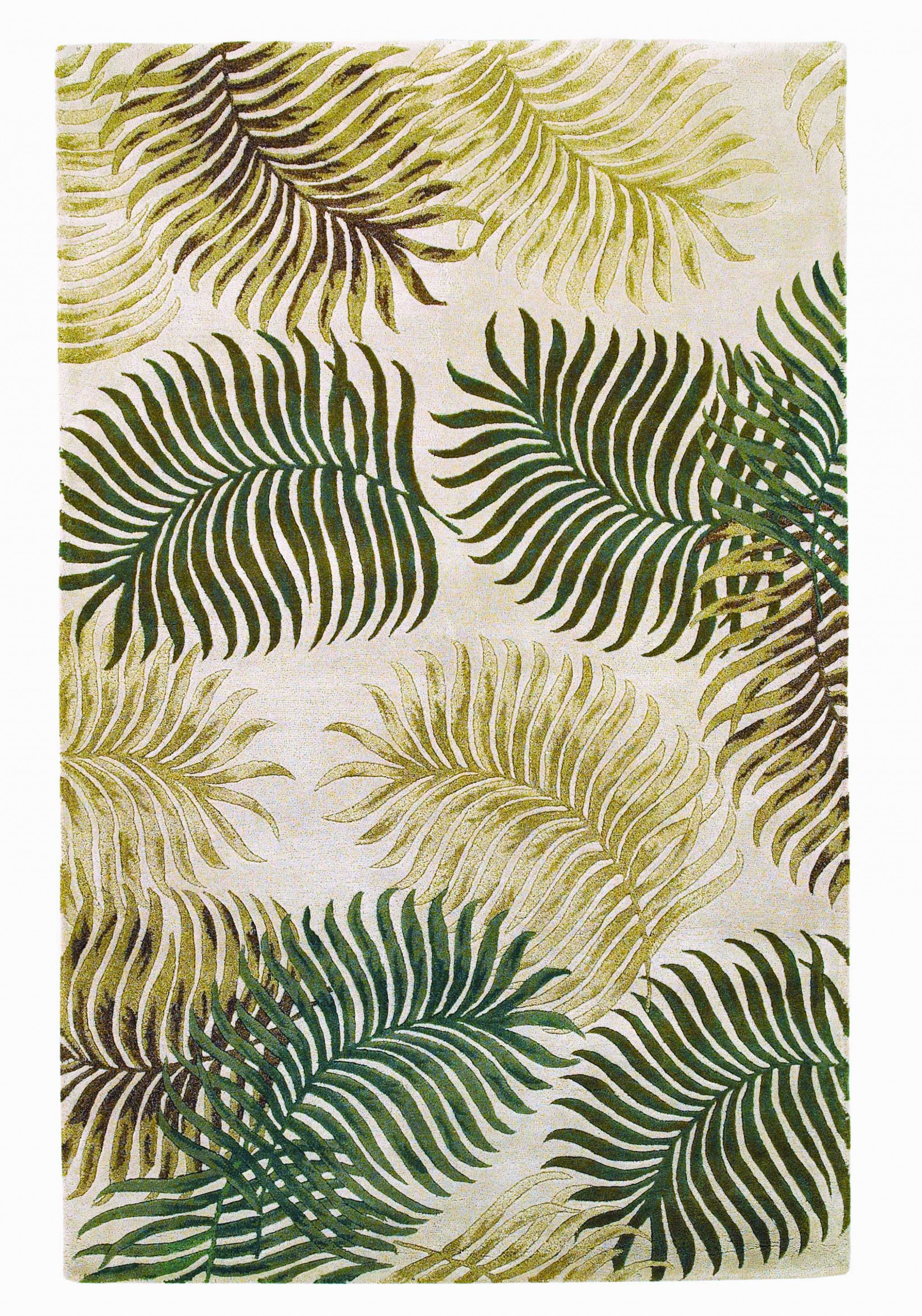 2' X 4' Natural Fern Leaves Wool Area Rug-353969-1