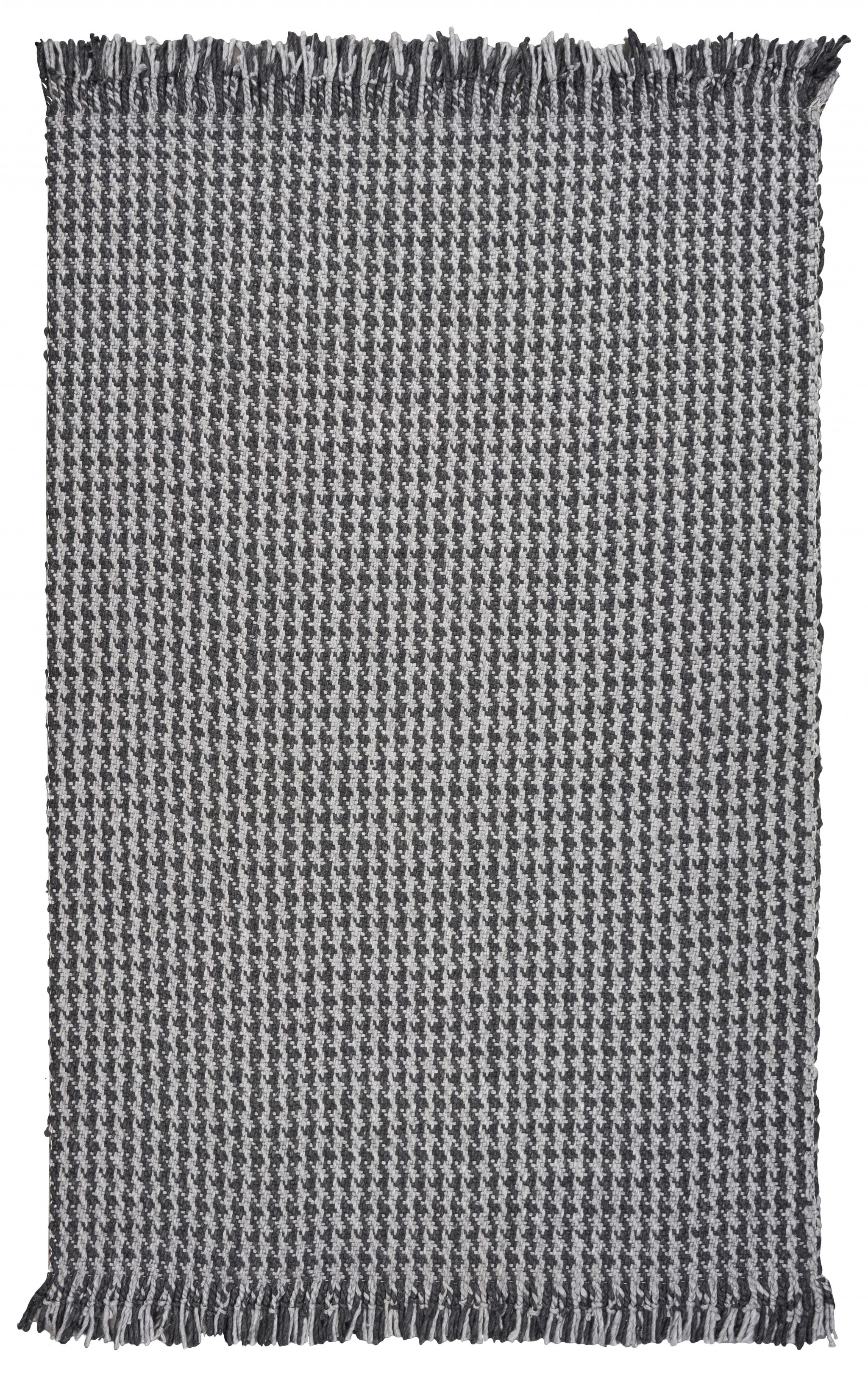 3' X 5' Grey Braided Wool Area Rug With Fringe-354078-1