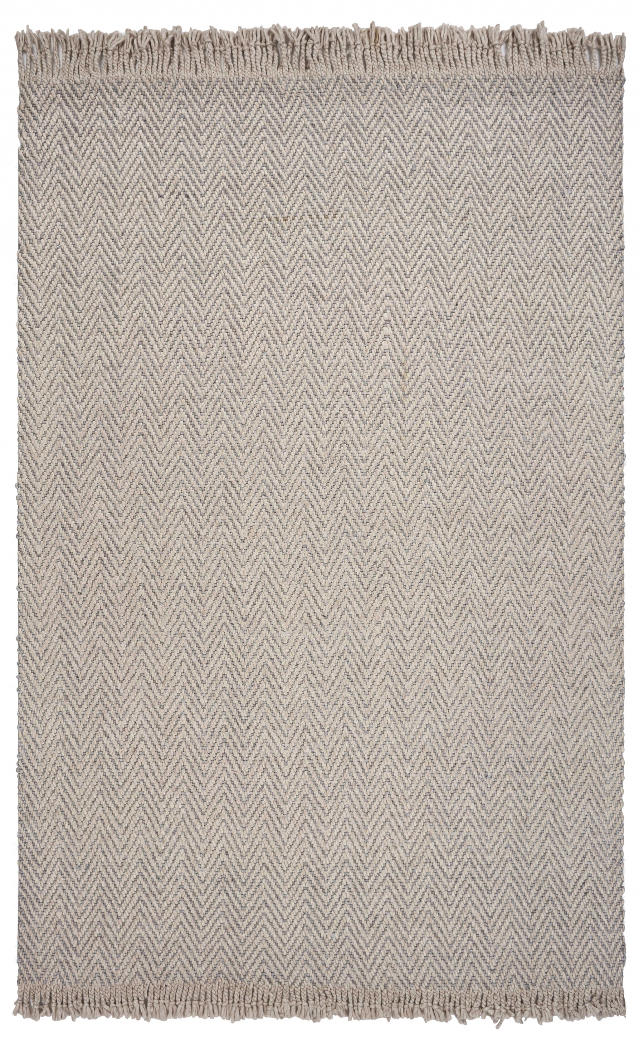 3' X 5' Oatmeal Braided Herringbone Area Rug With Fringe-354080-1