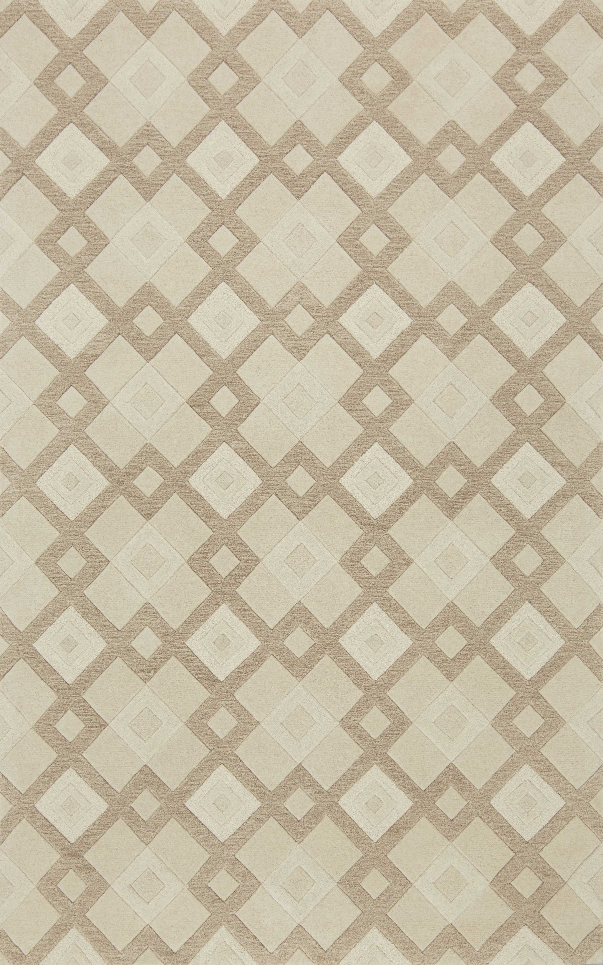2' X 7' Ivory Diamond Tiles Wool Runner Rug-354086-1