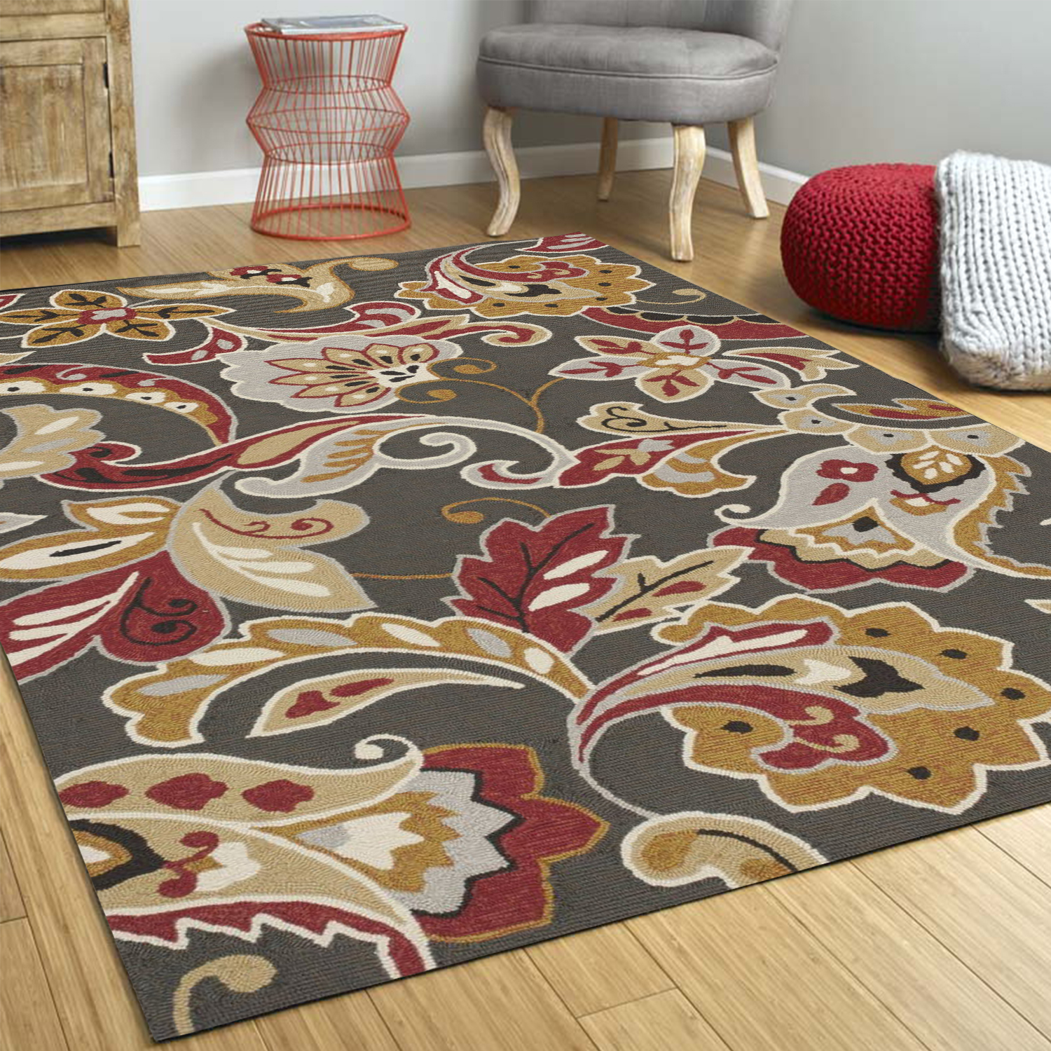 7" Taupe Round Hand Tufted Area Rug With UV Protection