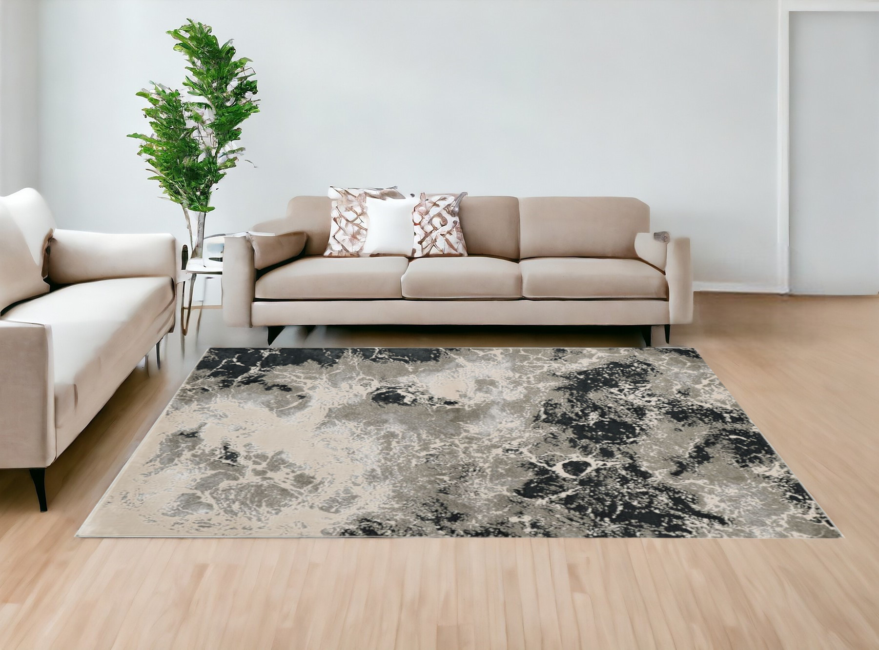 7' X 10' Silver Machine Woven Abstract Indoor Area Rug-354139-1