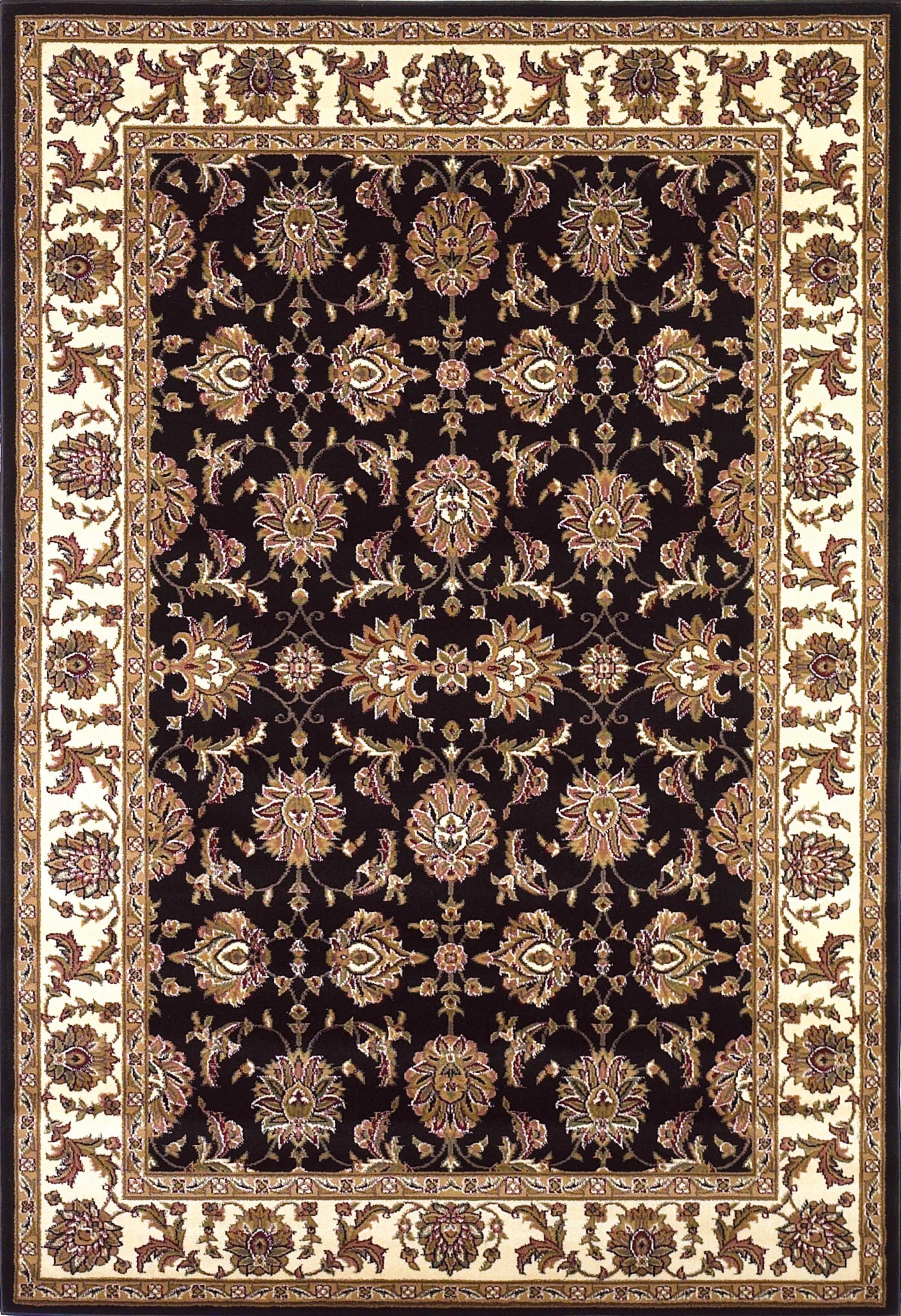 8'X11' Black Ivory Machine Woven Floral Traditional Indoor Area Rug-354175-1