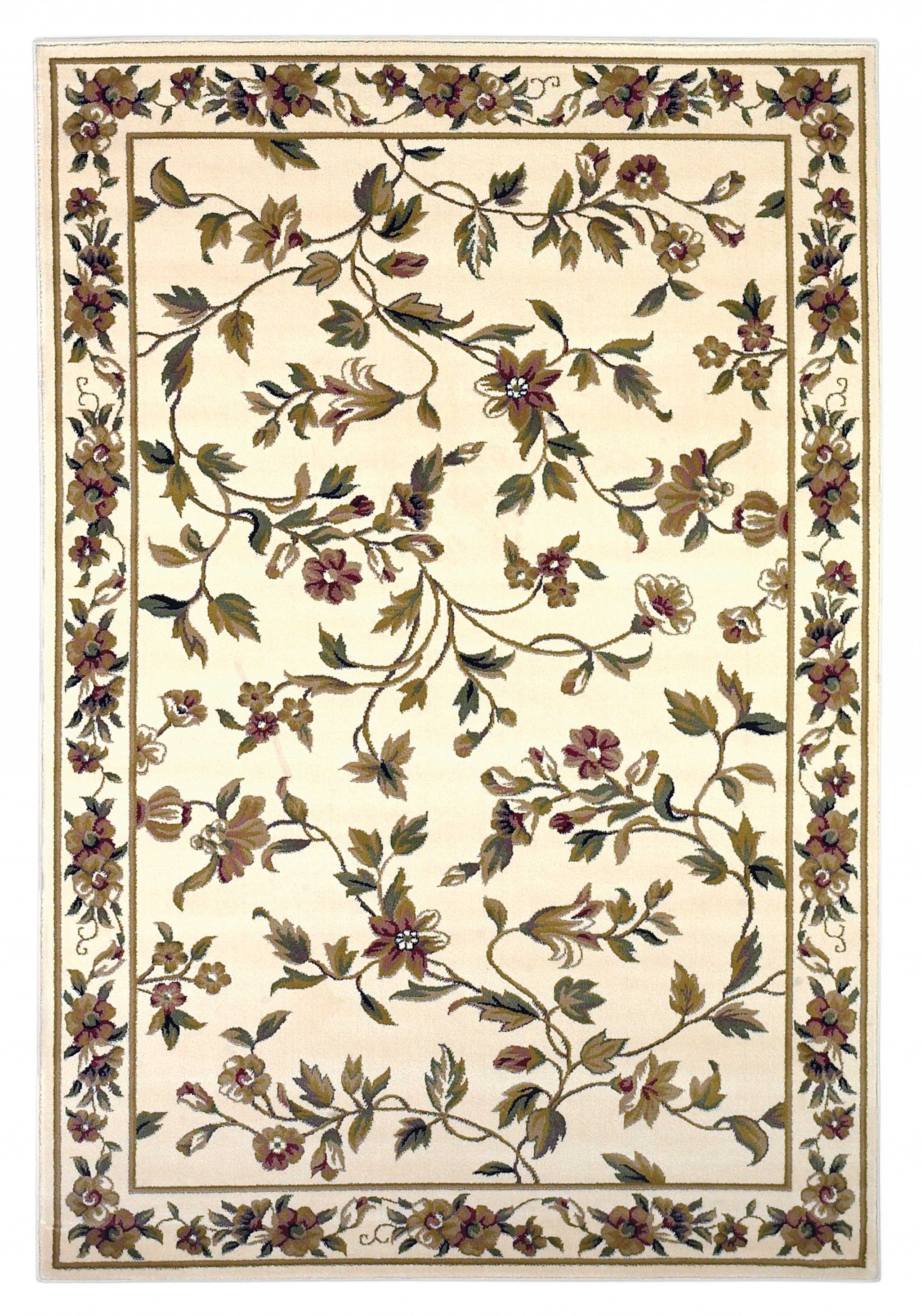 8'X11' Ivory Machine Woven Floral Vines Indoor Area Rug-354181-1