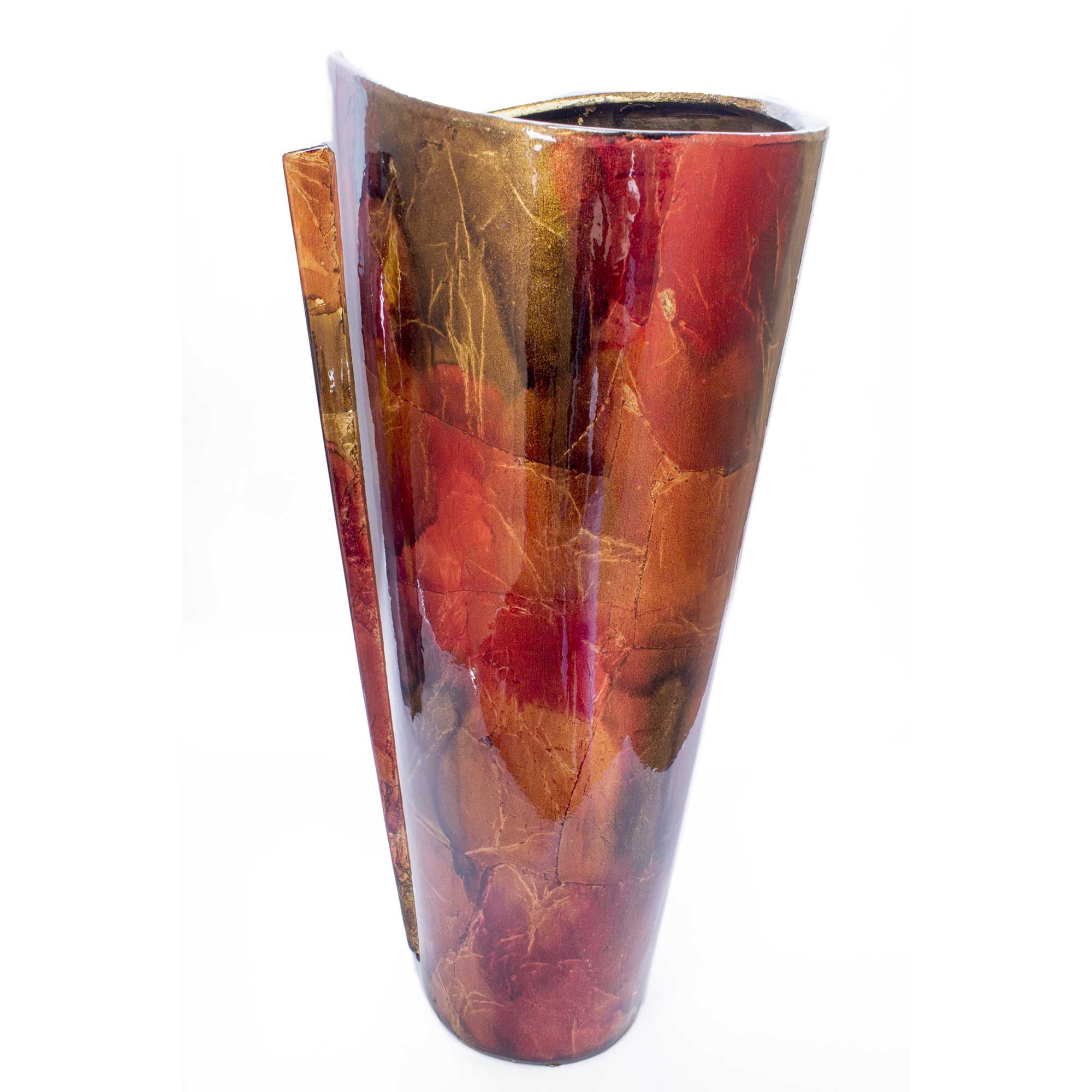 Zola Copper Red Gold Ceramic Foiled and Lacquered Tapered Vase