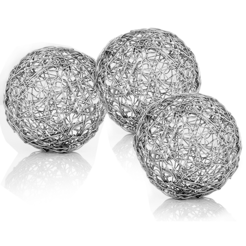 3" X 3" X 3" Shiny Nickel Silver Wire Spheres Box Of 3-354588-1