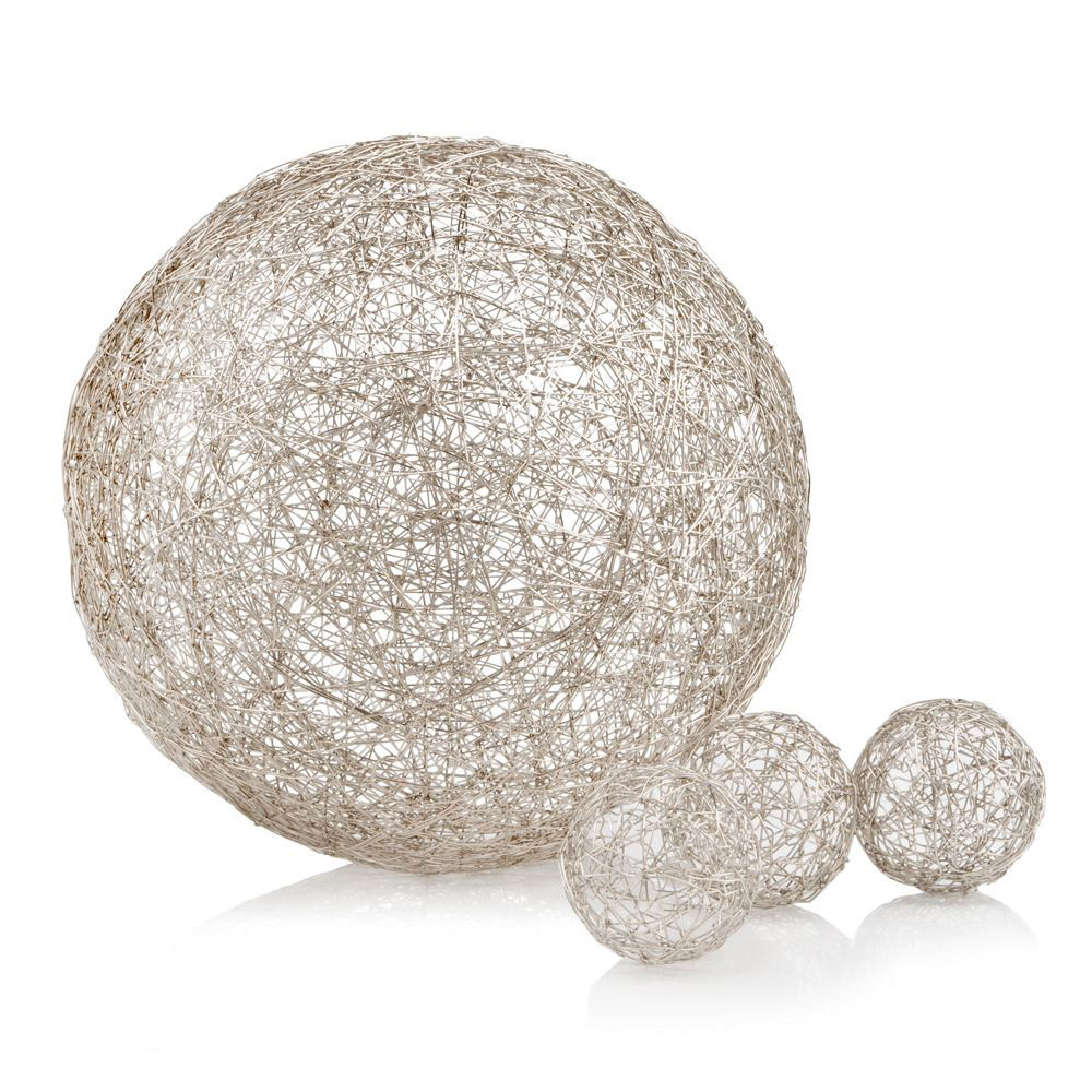 3" x 3" x 3" Shiny Nickel Silver Wire Spheres Box of 3