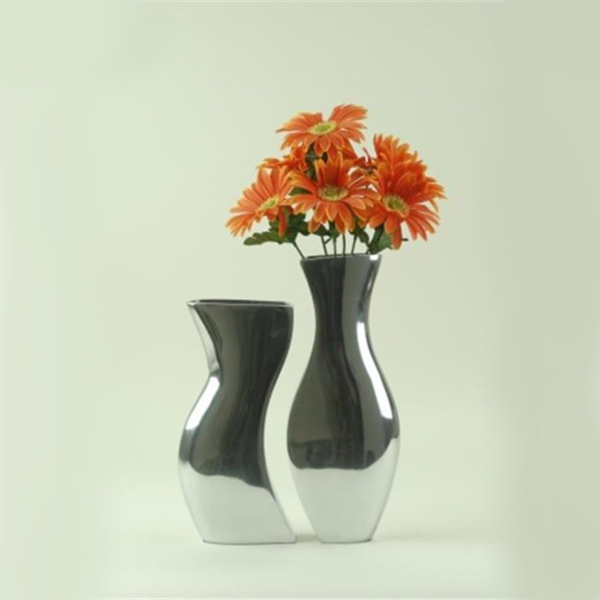 2" x 4" x 11" Buffed Adjoining Vases Set of 2