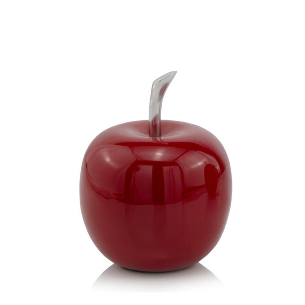 Red Aluminum Decorative Apple Tabletop Sculpture 6"