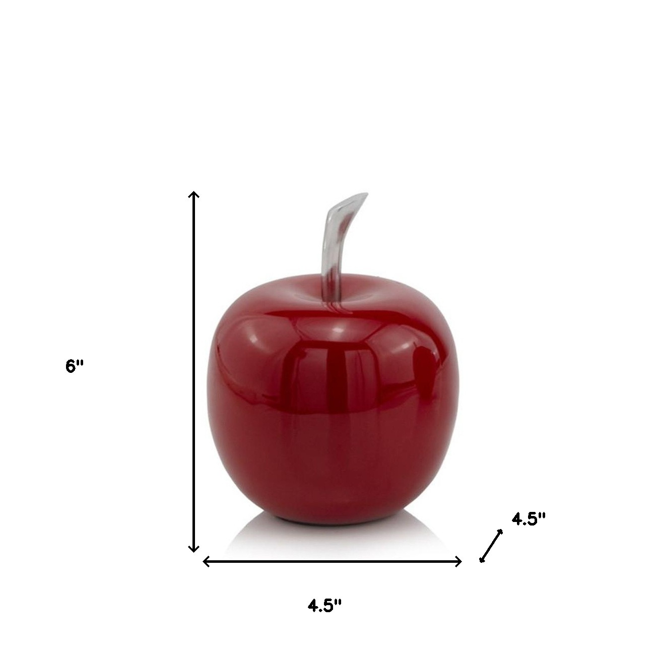 Red Aluminum Decorative Apple Tabletop Sculpture 6"