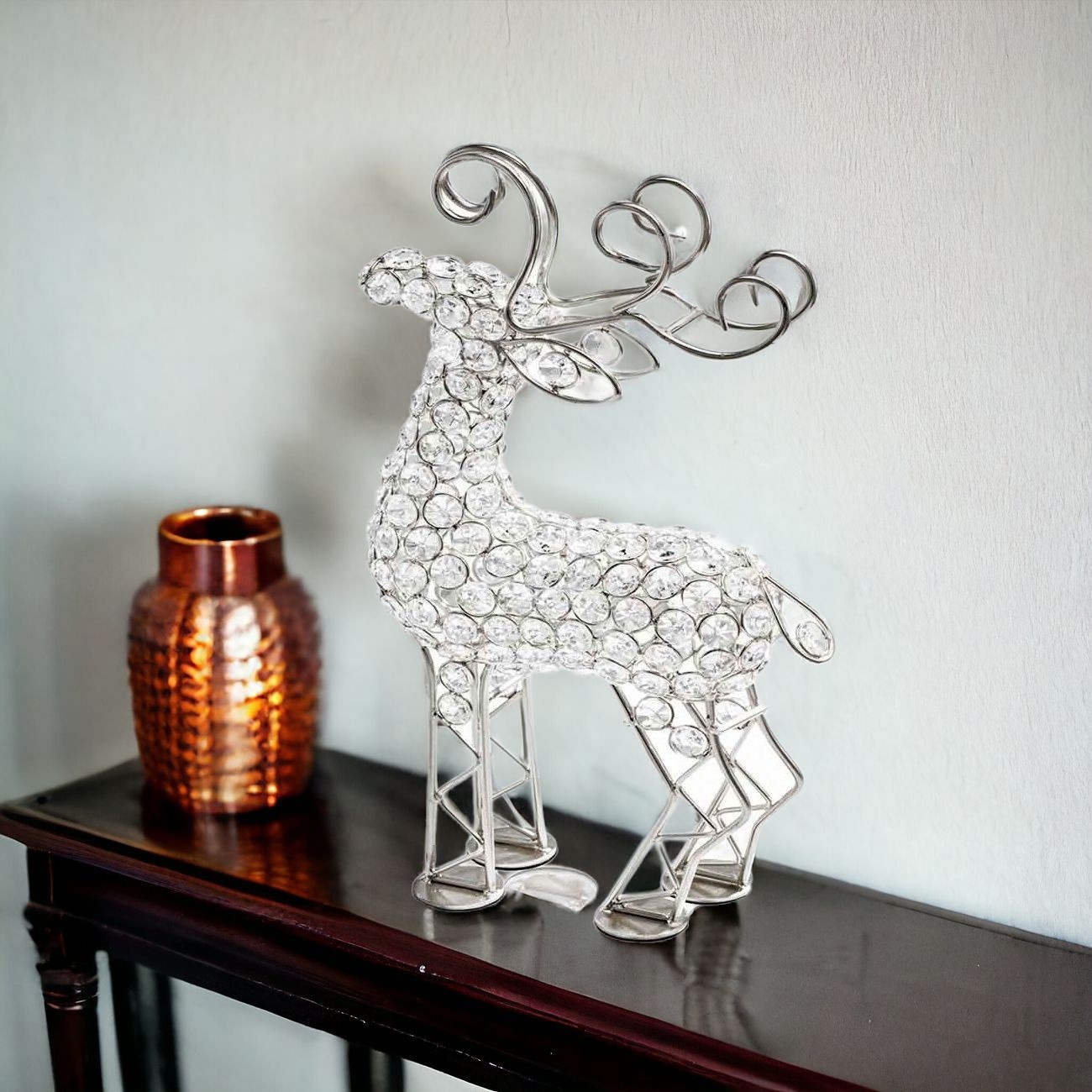 19" Silver Metal Reindeer Figurine-354783-1