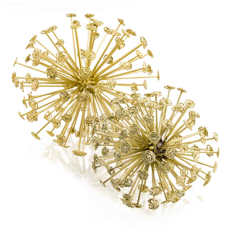 6.5" X 6.5" X 6.5" Gold Starburst Spheres Set Of 2-354789-1