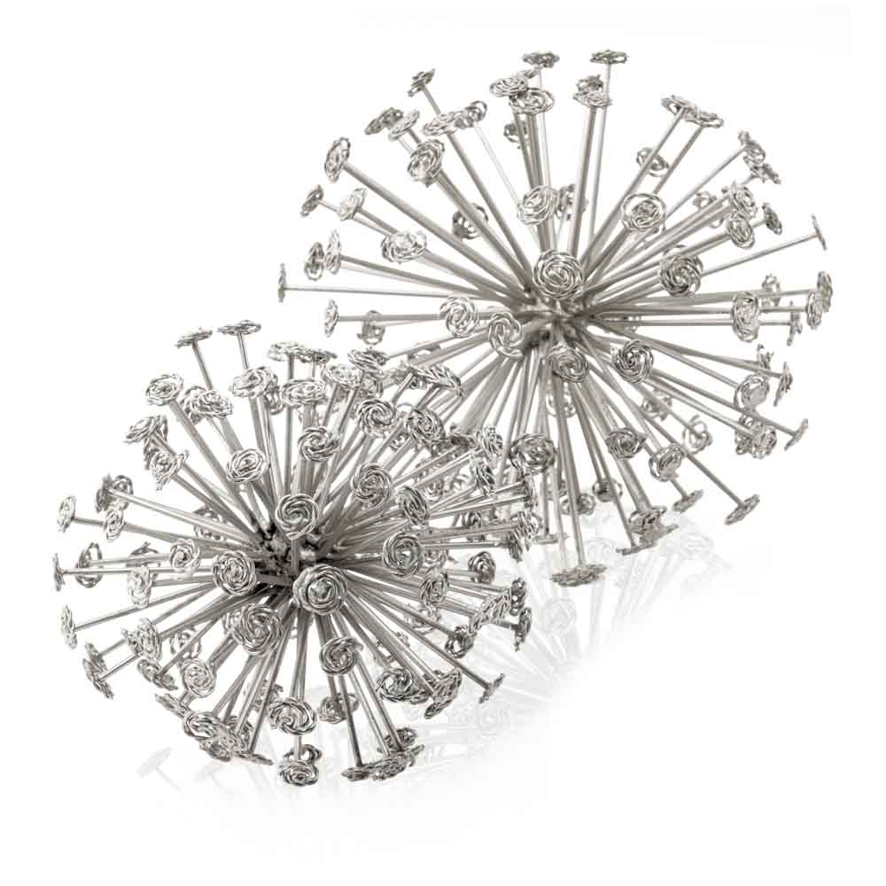 6.5" X 6.5" X 6.5" Silver Starburst Spheres Set Of 2-354790-1