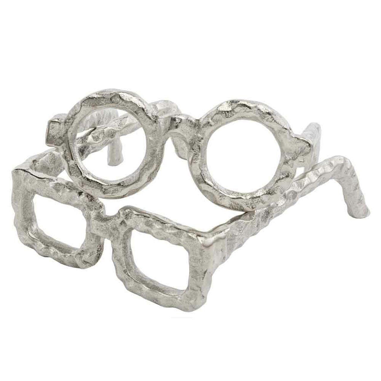 Raw Silver Textured Square Glasses Sculpture