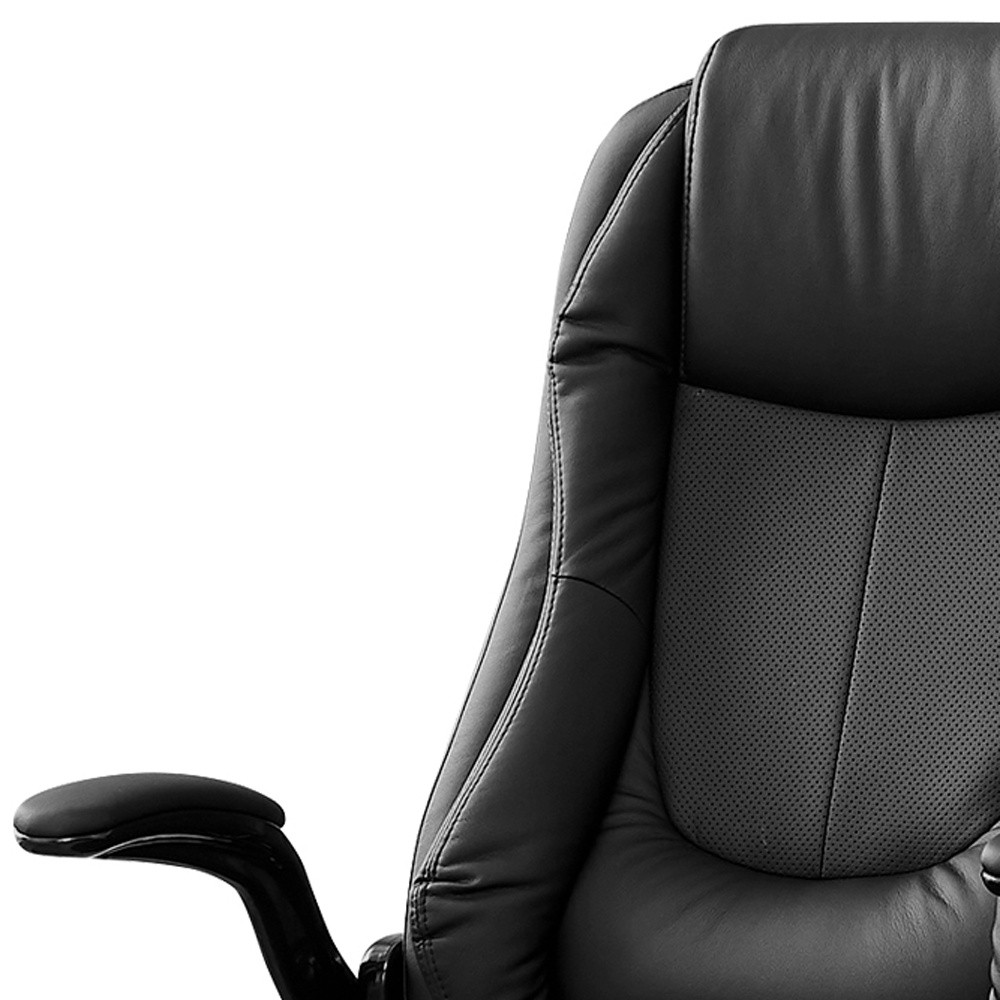 28.5" x 29.5" x 94" Black Leather-Look High Back Executive Office Chair